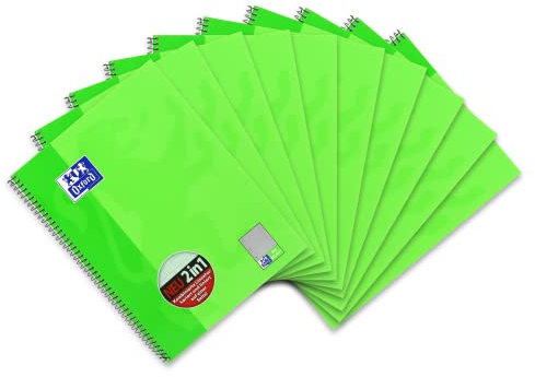 Oxford Collegeblock A4 kar-lie, kariert/liniert, 80 Blatt, hellgrün, 10 Stück