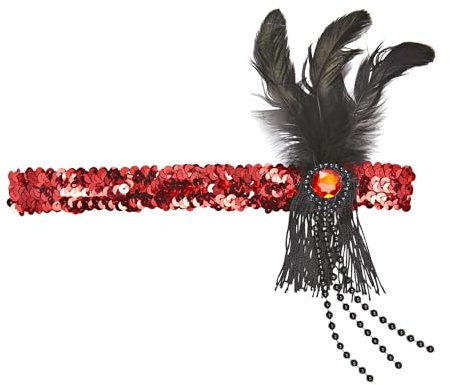 W WIDMANN MILANO Party Fashion - Stirnband mit Pailletten und Federn, Haarband 20er Jahre, Charleston, Accessoire
