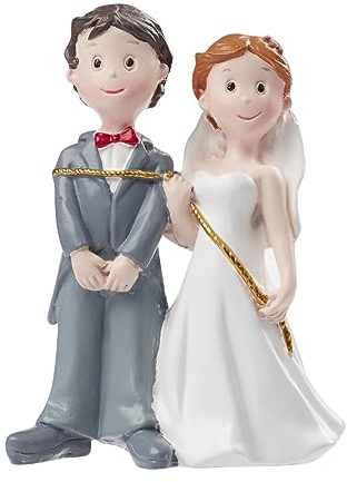 Hobbyfun bröllopspar med repfigur dekoration brudpar tårtdekoration brudgum brud 8 cm