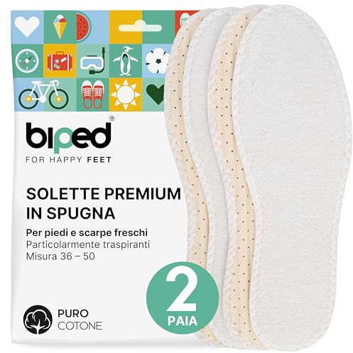 biped 2 pares de plantillas de rizo 100% algodón y látex blando amortiguador - Plantillas contra el mal olor y las bacterias z1016(39)
