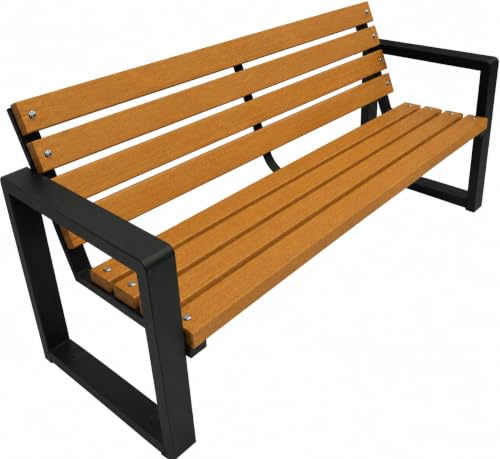 Primario Grande Gartenbank Holz mit Rückenlehne, 150 cm - Pinia | Massives Fichtenholz & pulverbeschichteter Stahl, bis 500 kg, wetterfest, Sitzbank für Garten, Terrasse & Park, Grande