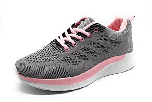 Scarpe Donna Sneakers Sportive Ginnastica Running Tennis Sportive Casual Comode Camminare Fitness Palestra Schecter Traspiranti Leggere in Rete per la Corsa a Piedi di Lavoro 891 Grey Pink 38