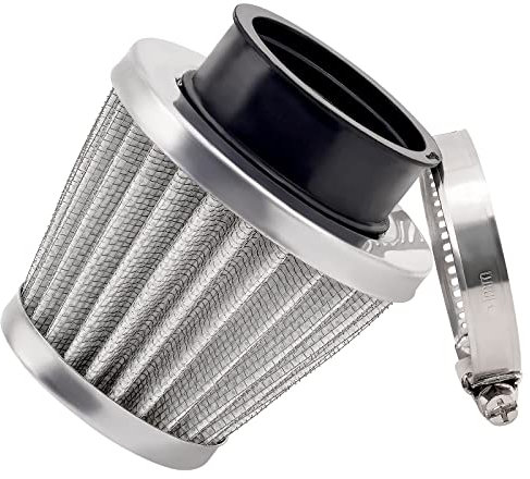 Road Passion Motorrad Luftfilter 1 x 42 mm Hochleistungs 42 mm reqlable Clamp Doppelschicht Design Edelstahl und qaze arqent