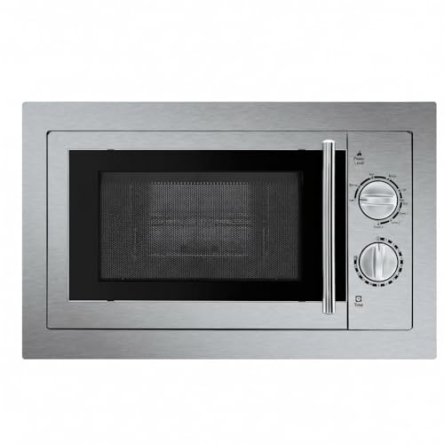 Einbau-Mikrowelle, 20 l, Leistung 800 W, Grill, 1000 W, 8 Kochmenüs, digitaler Timer 95 min, Edelstahl.