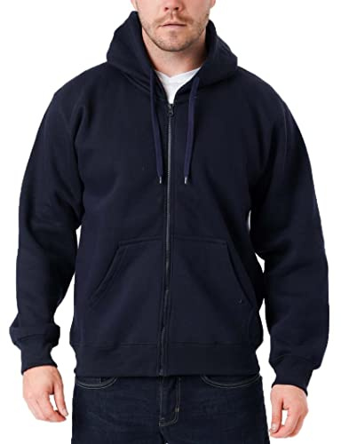 LABEL APPAREL Men’s Zip Up Hoodie 300GSM Fleece – Plain Full Zip Hooded Sweatshirt Warm Casual Jacket