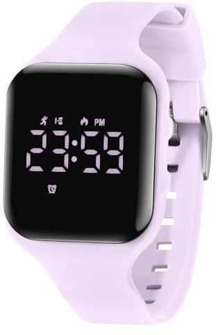 aswan watch Montre Digitale Enfant avec Chronomètre, Eclairage, Alarme, Date,Podomètres Marche Non Connecté-Montres Sport pour Fille Garcon avec Bracelet en Silicone