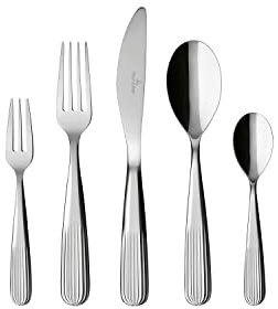 Villeroy & Boch - Rose Garden Besteckset 30tlg. Silber/Platin, Spülmaschinenfest, Besteck, Tafelbesteck, Besteck Set 6 Personen, Edelstahl