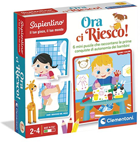 Clementoni Sapientino - Ora Ci Riesco!, Gioco Educativo con Tessere Incastro per Bambini 2-4 Anni, Puzzle per Sviluppare Autonomia e Manualità, Made in Italy, Lingua Italiana, 16783