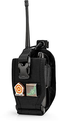 TACTICAL GEEK EXT10 Universal-Funkgerättasche, Molle-Holster-Zubehör für Walkie-Talkies, Tragetasche für Walkie-Talkies aus Nylon, verstellbare Funkgerätehalterung für tragbare Geräte, Schwarz