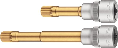 HAZET Schraubendreher-Steckschlüsseleinsatz-Satz 2584-12/2, Chrom-Vanadium | 1/2 Zoll (12,5 mm) Vierkant hohl, Antrieb 1/2 Zoll (12,5 mm) Vierkant hohl, Abtrieb Innen Vielzahn Profil XZN, Chrom-Vanadium