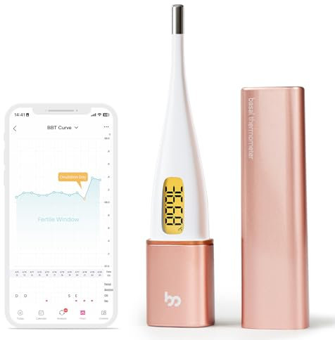 Femometer Vinca II Basalthermometer digitales Bluetooth Fruchtbarkeitsthermometer mit Intelligentes APP (iOS & Android) für Zykluskontrolle Eisprung, Golden