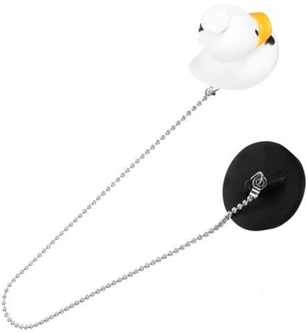 KONTONTY Badewannenstöpsel Mit Kette Und Cartoon Ente Geruchsdicht Gummi Edelstahl Material 40cm Für Badezimmer Und Pools