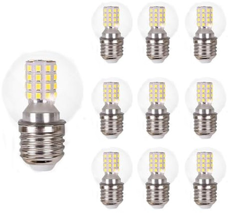 IOEDHW 10er-Pack LED-Glühbirnen mit G45-Schraube, 9 W (entspricht 60 W), kleine runde LED-Glühbirne, Konstantstrom-Haushaltsglühbirne, milchig weiß, transparent, G45-LED-Lampe für Innenbeleuchtung
