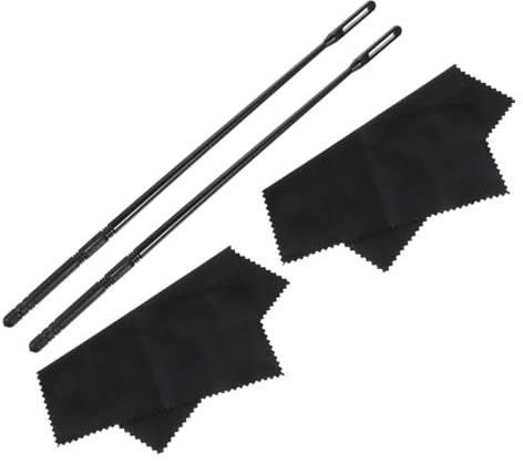 Flötenreinigungsstab 4 Stück für Piccolo und Flöte, Schwarz | Baumwolle und Kunststoff, Leicht und Waschbar, Zubehör für Pflege von Blasinstrumenten