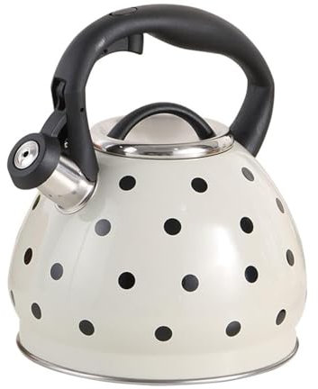Bouilloire sifflante blanche en acier inoxydable 3 L avec poignée antirouille et anti-chaleur, convient à toutes les sources de chaleur