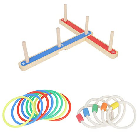 MOLUCKFU Pädagogisches Ringwurfspielzeug Holz Für Kinder Interaktives Wurfspiel Bunt Von Hand Auge Koordination Geeignet Für Drinnen Und Draußen