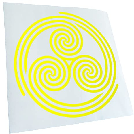 Kiwistar - Autocollant - Triskele Plus travaillé 10 x 10 cm - Jaune Fluo - G10 - pour Voitures, vélos, véhicules, Motos, cyclomoteurs, Tuning, vitres arrière