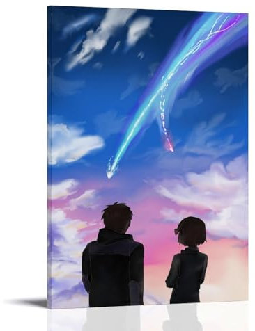 Póster de película de anime Your Name Kimi No Na Wa Póster Pintura Decorativa Lienzo Arte de Pared Salón Póster Dormitorio Pintura, Arte de Pared Impresión de Imagen Moderna Decoración de Habitación