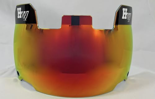 Intense Red V2 HW Football Visier für Riddell Helme, Rot-Orange Verspiegelt, UV-Schutz, mit Universal-Clips