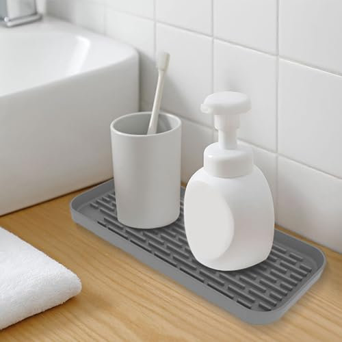 Dish Drying Mat Silicone Anti Slip Drainer Mat for Cup Glassware Kitchen Counter Drainage Design for Home Use