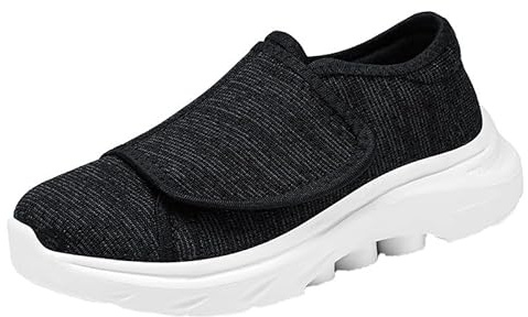 MGGMOKAY Dames Chaussures Diabétiques Chaussures de Marche Réglables Extra Larges Chaussures de Santé Anti-Glissement Confortables,Noir,38
