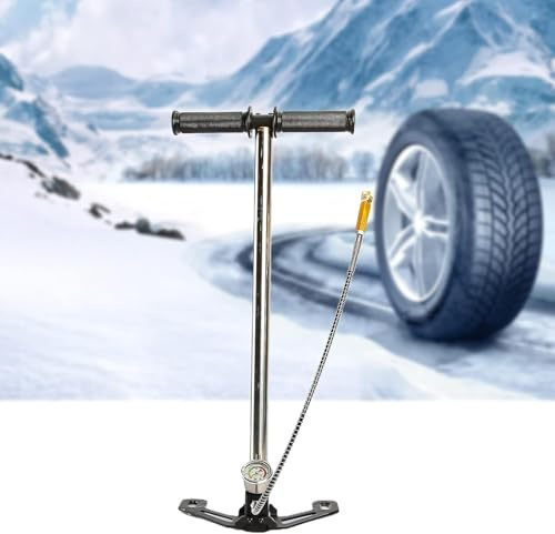QUGURLID Pump High Pressure Hand Pump 30MPA 4500Psi,Air Rifles Filling Stirrup Pump Air Pump Three Stage Stainless Steel Folding Car Tyre Inflator for Cylinder