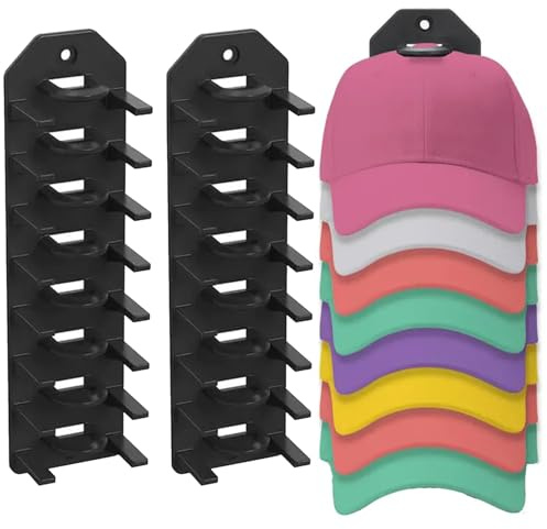 ANBOO 2 organizadores de sombreros para gorras de béisbol, estante para gorras y organizador con instalación adhesiva/secado, colgador de sombreros montado en la pared para armario de puerta