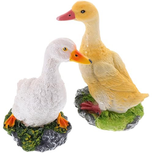 TOYANDONA 2pièces Figurines Décoration Jardin Ornements Résine Accessoire Bassin Statue Modèle Réaliste Fournitures Jardin