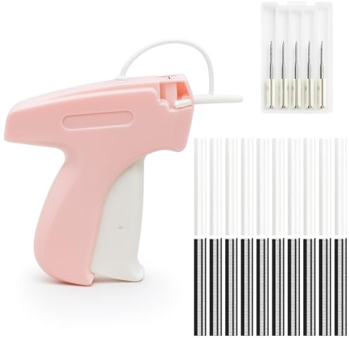 KELAV Etikettierpistole für Kleidung Set, Mit 5 Ersatznadeln & 2000 Heftfäden (1000 Schwarz, 1000 Weiß), Tagging Gun, Heftpistole, Textilpistole, Für Preisschilder, Etiketten an Textilien​