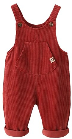 Happy Cherry - Baby Corduroy Overalls Bib Boy Girl Dungarees Toddler Kids One-Piece Pants with Suspenders Jumpsuits Newborn for Autumn Winter Spring - 2-3 Years - Red