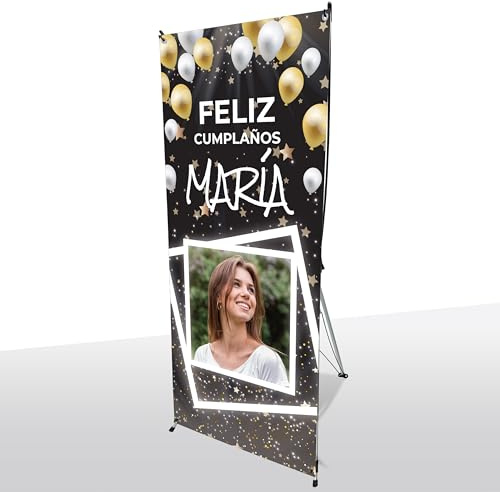 X-Banner Cartel photocall para Cumpleaños - Personalizado - 80x180 cm | Con impresión de calidad para dar a tu evento una decoración profesional y llamativa.