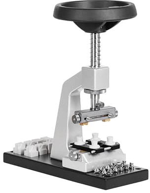 TYXFSMYXGS Abridor de Cajas de Reloj de Banco, Abridor Profesional de Tapas Traseras con 6 Matrices y Soporte Ajustable, Kit de Herramientas de Reparación para Abrir y Cerrar Relojes