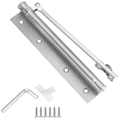 HASLED Cierrapuertas Automático Ajustable de Acero Inoxidable - Muelle de Cierre para Puertas hasta 30kg - Fácil Instalación para Hogar, Oficina, Hotel - Accesorios Completos Incluidos