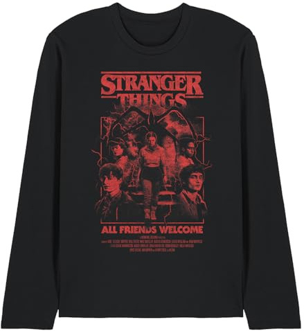 Stranger Things Mindflayer grupp skräckfilm poster unisex långärmad T-shirt, svart, XXL