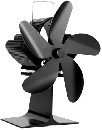 wood stove fan, 5-Blade Stove Fan Heat Powered Home Efficient Circulating Warm Air Wood Burner Fireplace,for Fireplace