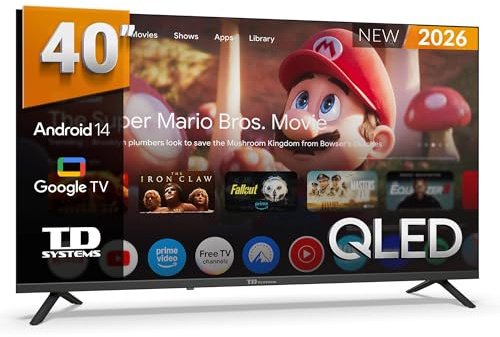 TD Systems - Smart TV 40 Pulgadas Full HD QLED, Android 14 GTV, Television TDT HD, Modelo 2026, Televisor con 3 años de garantía - PRIME40C21GLQ