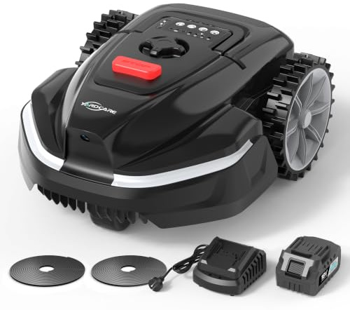 YARDCARE V3 Robot Cortacésped sin Cable Perimetral, Navegación Visual con IA, Detección de más de 150 Obstáculos, Control por App, Motor sin Escobillas, 50 dB, Altura de Corte Ajustable