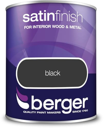 DRW Black Satin Finish Paint 750ml | Interior Wood and Metal Paint | Durable Mid Sheen Satin Finish | Trim Paint for Doors Skirting Boards Window Frames and Furniture