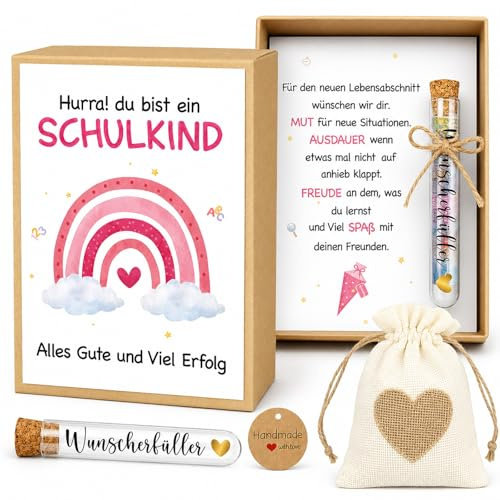 Caelura Einschulung Geschenk, Geldgeschenk mit Reagenzglas, Karten, Geschenkbox, Schulanfang Geschenke Geld, Schulkind Geschenk für Jungen Mädchen, Schultüte Füllung