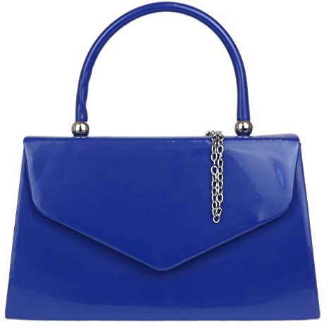 Girly Handbags Lackleder Clutch Henkeltasche Abendtasche Handtasche für besondere Anlässe Hochzeitsfeier Königsblau