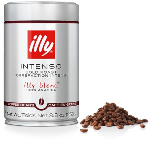 Illy Intenso Whole Bean Coffee, Dark Roast, Intense, Robust And Full Flavored With Notes Of Deep Cocoa, 100% Arabica Coffee, No Preservatives, 8.8 Ounce (Pack Of 1)