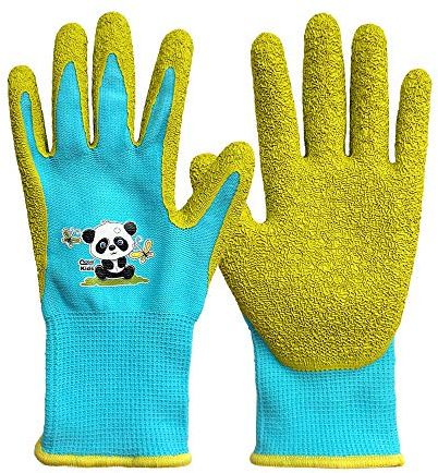 QEAR Safety Gartenhandschuhe für Kinder von 7 bis 9 Jahren, Handfläche aus Gummi, Wasser- und schmutzabweisend (7-9 Jahre), Blau