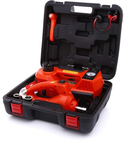 STANDTALL Electric Car Jack Kit 5 Ton 12V Hydraulic Jack Floor Jack with Impact Wrench and Tire Inflator Pump Lift with LED Light for SUV Sedan Truck Road Emergency Tire Change