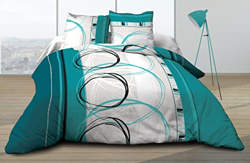 Le Linge de Jules Parure de lit 160x200 cm, Coton, Bleu MPA123