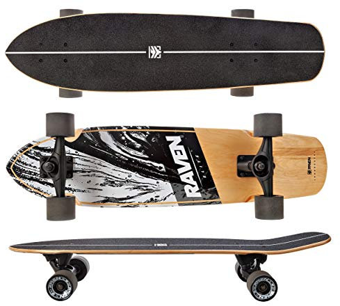 RAVEN Longboard Skateboard für Kinder Erwachsene Jungen Mädchen | Aluminium Trucks | PU Räder | ABEC-9 Chrome Kugellager | (Elite)
