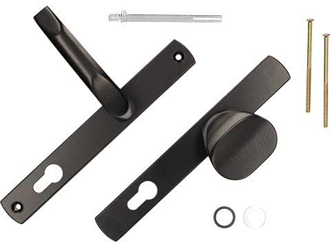 KOTARBAU® Poignée de porte - 90 mm - Plaque longue - Noir - Cylindre profilé pour portes