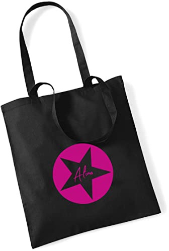 Stofftasche Stern personalisiert mit Namen | Bedruckter Jutebeutel Stoffbeutel für Kinder | Stern-Design mit Name für Schule, Kindergarten