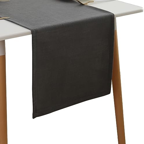 Simurq wasserabweisend und waschbarer Tischläufer, Modern Leinenoptik mit Lotuseffekt (Grau, 40 x 160 cm)