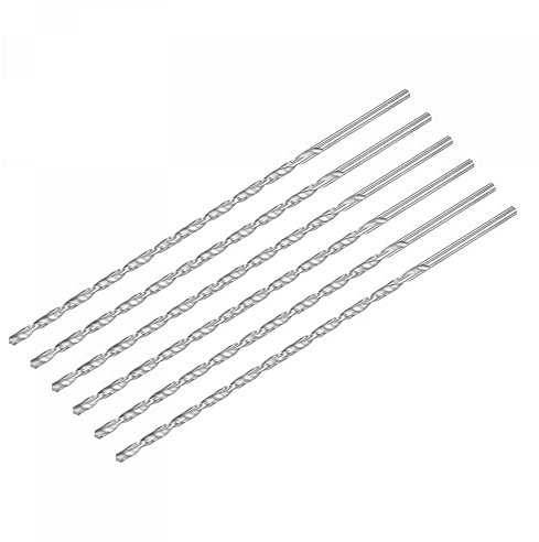 sourcing map HSS(High Speed Steel) Extra Long Twist Drill Bits, 4.2mm Drill Diameter 200mm Length 6 Pcs