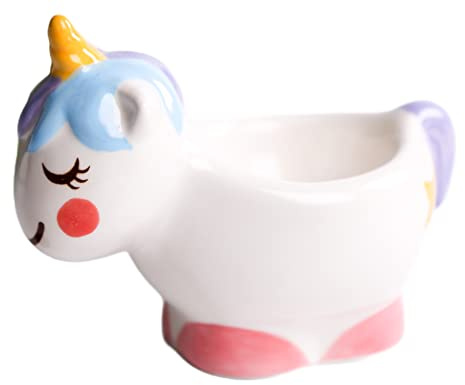 redchocol8® Eierbecher aus Keramik, handbemalt, Einhorn-Motiv, Frühstück, Esszimmer, Geschenk